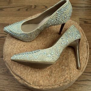 GIANNI BINI Rhinestone Gold Heels